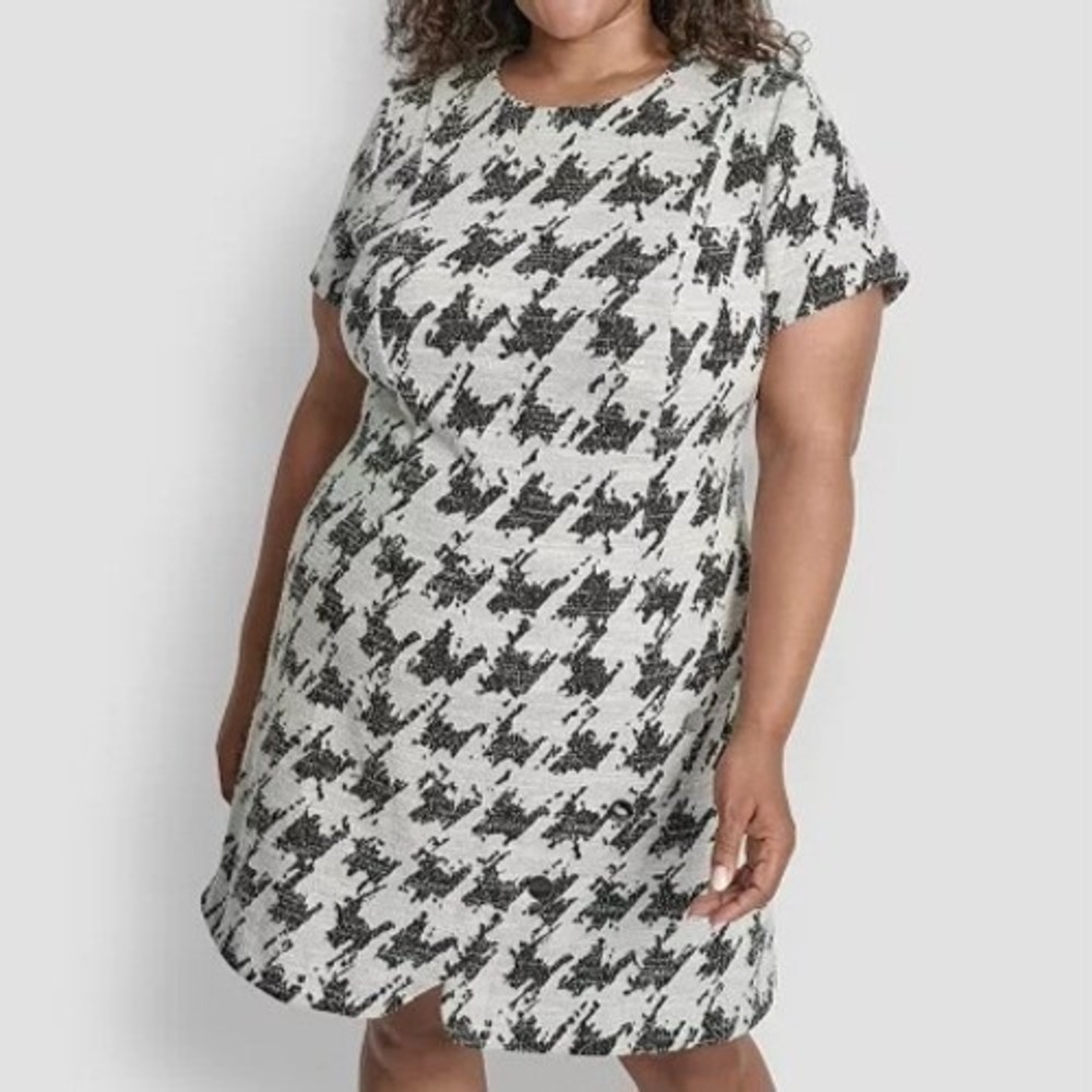 DKNY Jewel Neck Sheath Short Sleeve Dress Womens Size 18W NWT